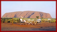 Beach, Outback & Beyond - Relaxing in front of Uluru, Australia Outback Tours, Outback Australia Adventures, Outback Tours, Adventure Australia, Australia Tours, Red Centre, Ayers Rock, Kangaroo Island, Barossa Valley, Coober Pedy, Uluru, 4WD Tours, German Guide